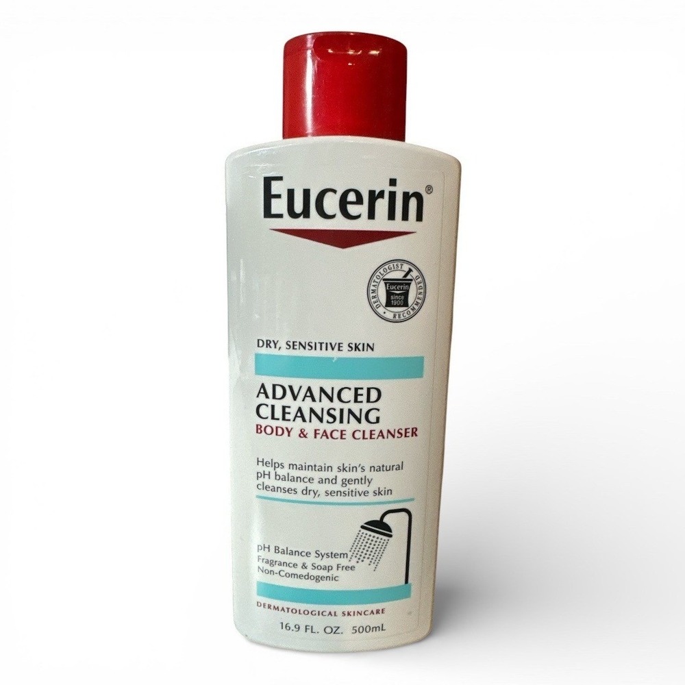 Eucerin Advanced Cleansing‎ Body & Face Cleanser 16.9 oz Dry Sensitive Skin New